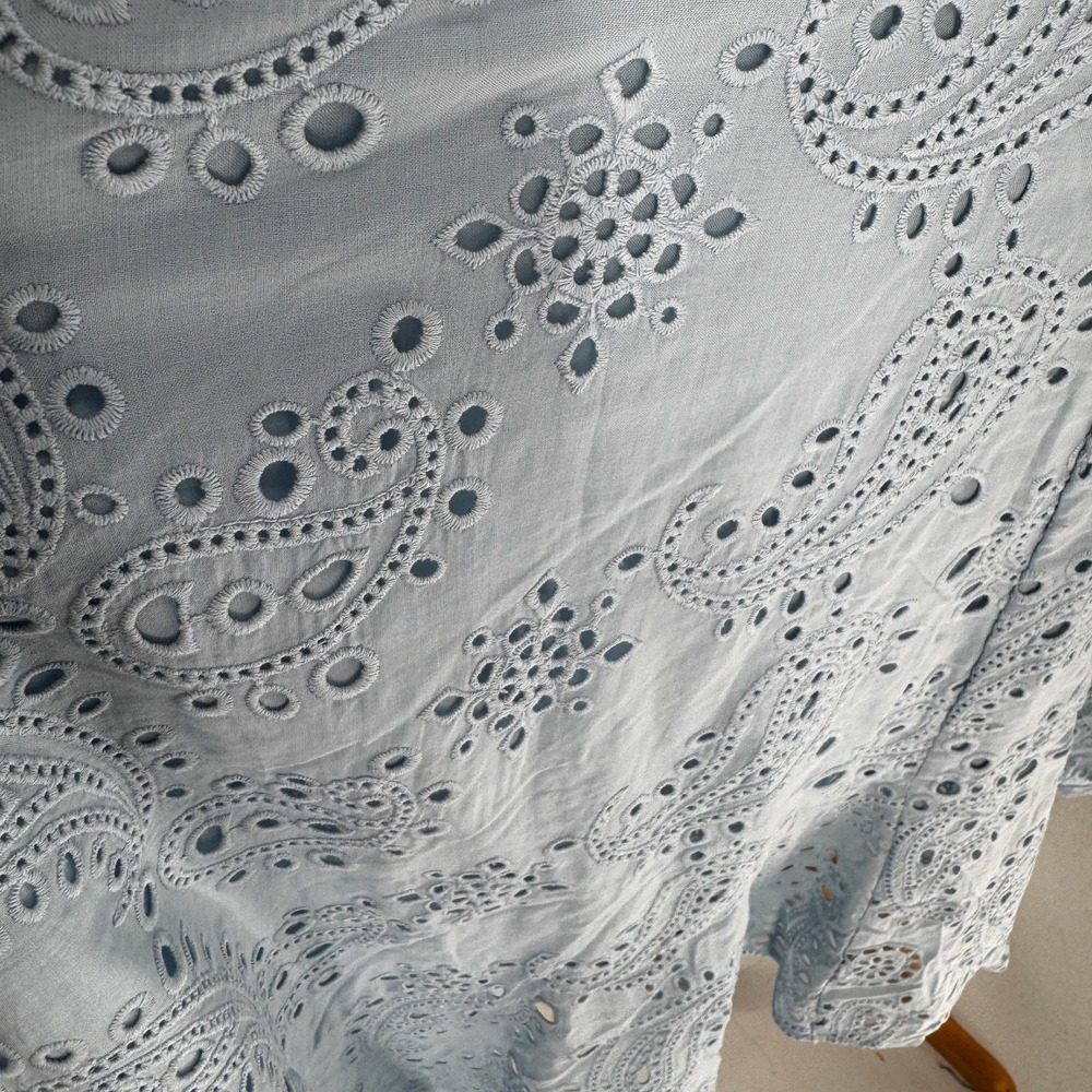 Anthropologie Universal Standard Eyelet High Low Midi Dress Women's 1X Baby Blue - Picture 11 of 16